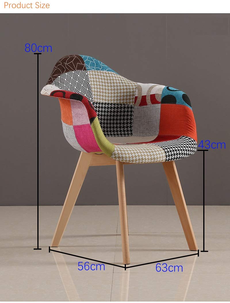 Reliable Interiors Modern Patchwork Fabric Cushion Tulip Chair - Main Image